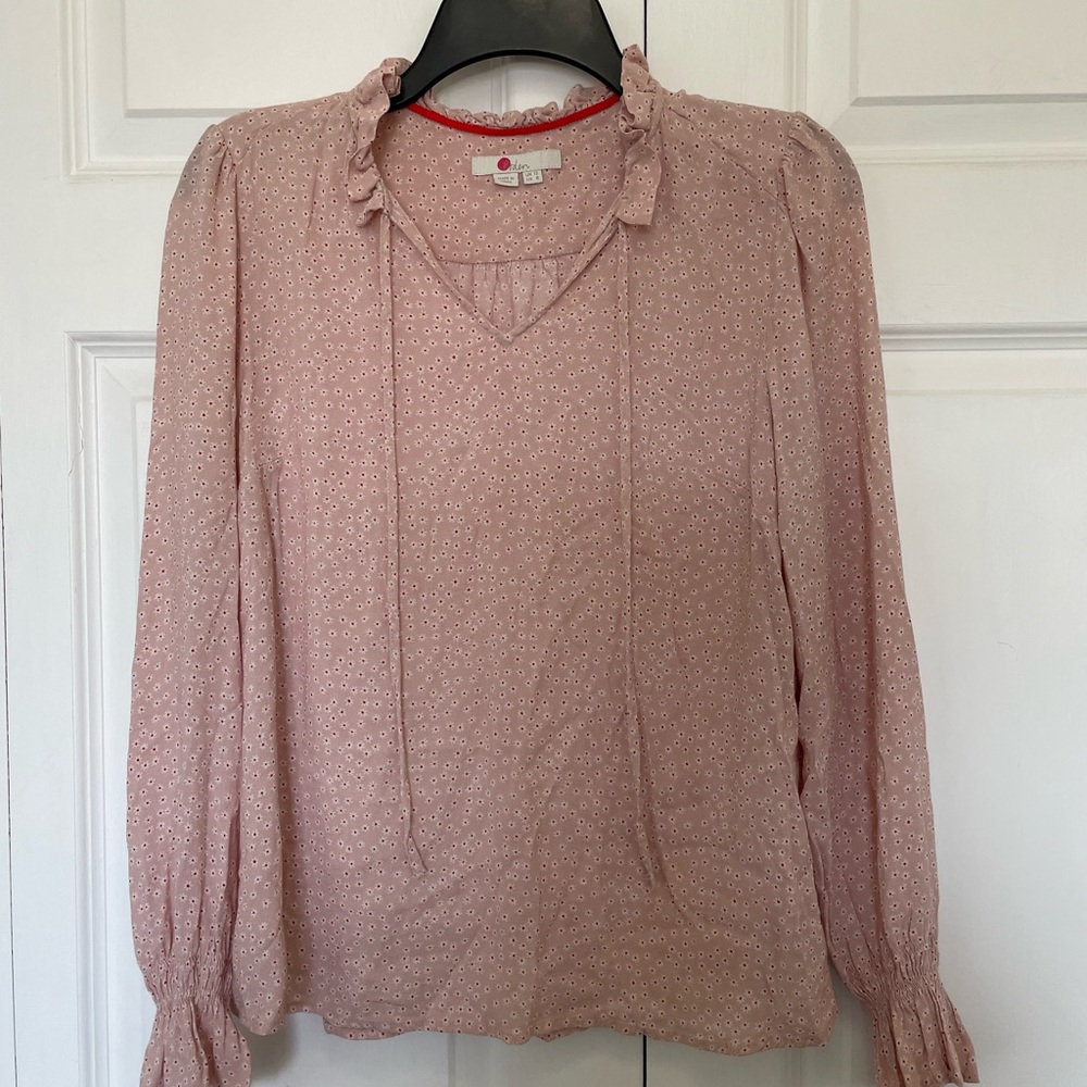 Boden Women's Pink Ruffled Blouse- US Size 8
